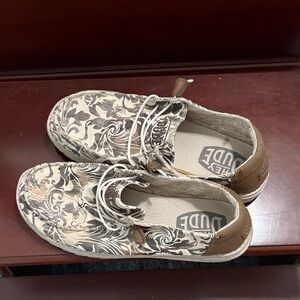 Hey Dude Women's Floral Loafers - Brown and Cream